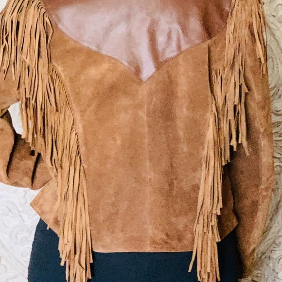 Vintage Bohemian Boho Suede Fringe Jacket - Picture 7 of 13